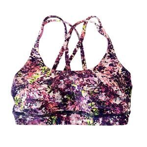 Lululemon Energy Bra Size 4 TRRM Multicolor Abstract Strappy Back Medium Support